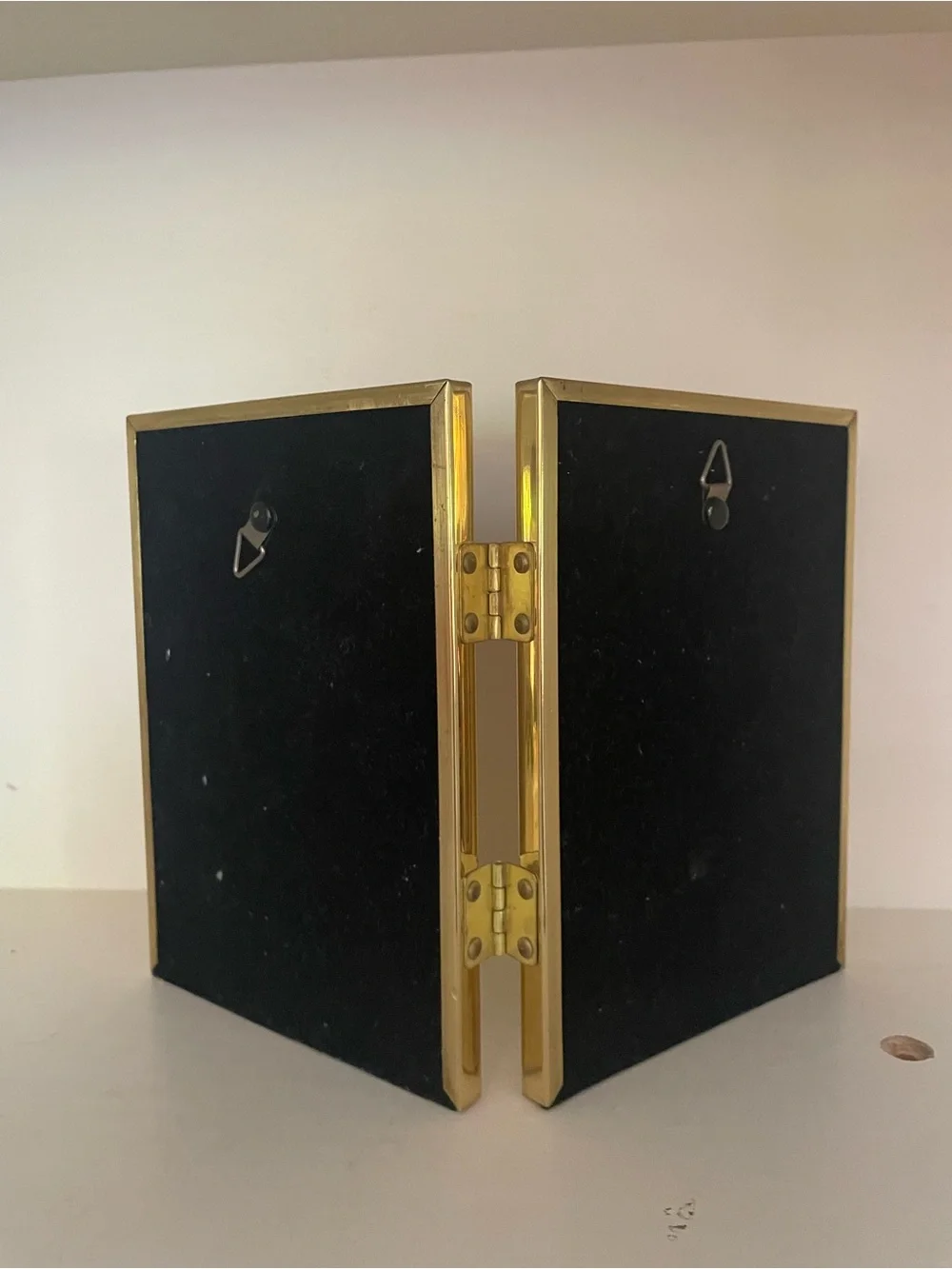Vintage Solid Brass Double Hinged 4x6 Photo Frame Folding Desk Frame